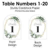 Boho Botanical Bride - Greenery Bridal Shower and Wedding Party Double-Sided 5 x 7 inches Cards - Table Numbers - 1-20