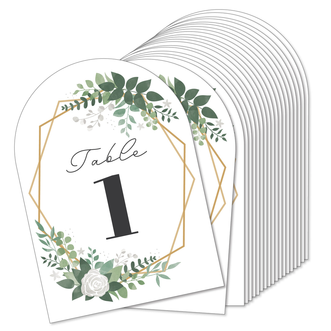 Boho Botanical Bride - Greenery Bridal Shower and Wedding Party Double-Sided 5 x 7 inches Cards - Table Numbers - 1-20