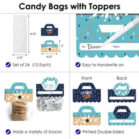 Strike Up the Fun - Bowling - DIY Birthday Party or Baby Shower Clear Goodie Favor Bag Labels - Candy Bags with Toppers - Set of 24