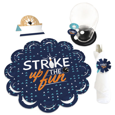 Strike Up the Fun - Bowling - Birthday Party or Baby Shower Paper Charger and Table Decorations - Chargerific Kit - Place Setting for 8