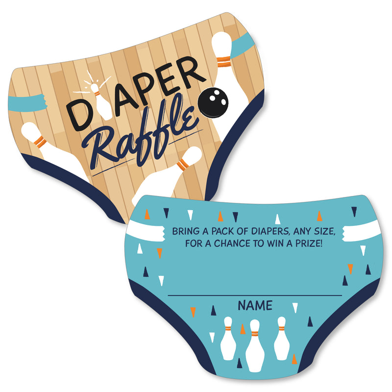 Strike Up the Fun - Bowling - Diaper Shaped Raffle Ticket Inserts - Baby Shower Activities - Diaper Raffle Game - Set of 24