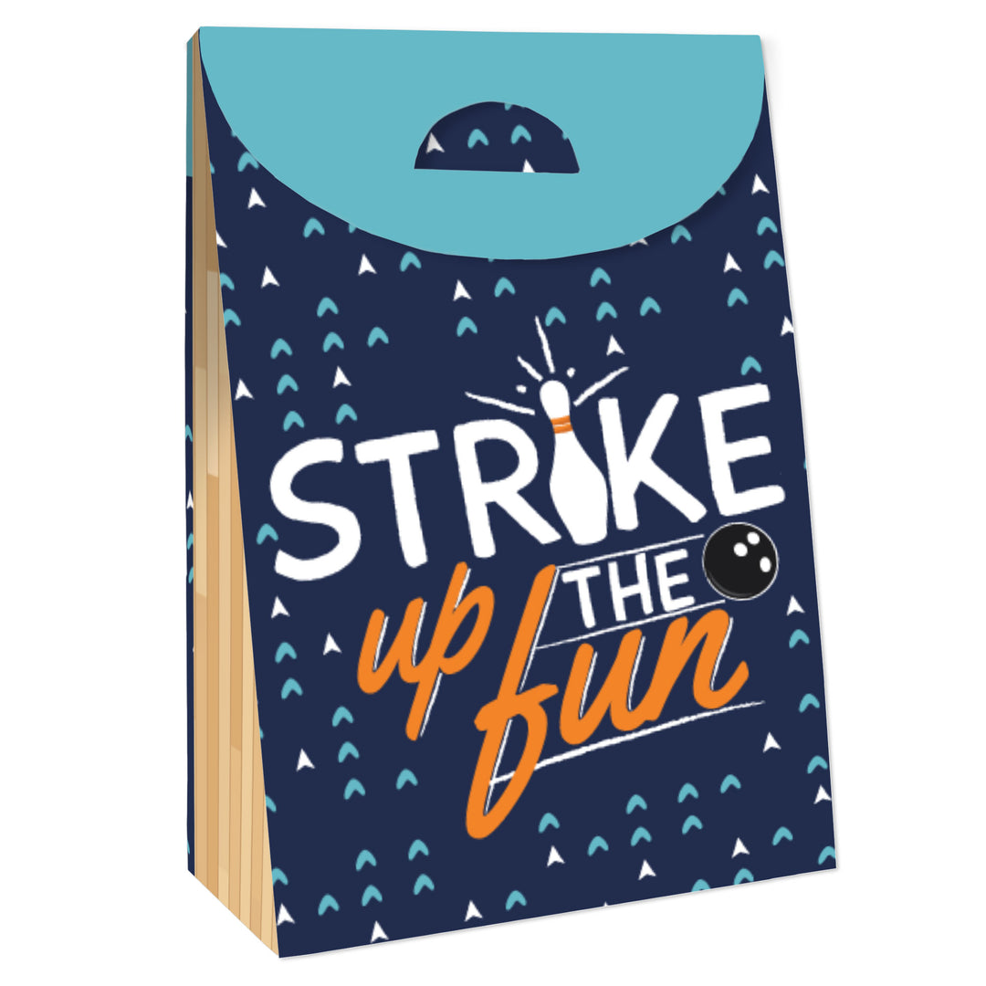 Strike Up the Fun - Bowling - Birthday or Baby Shower Gift Favor Bags - Party Goodie Boxes - Set of 12