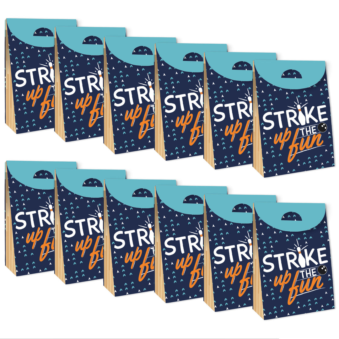 Strike Up the Fun - Bowling - Birthday or Baby Shower Gift Favor Bags - Party Goodie Boxes - Set of 12