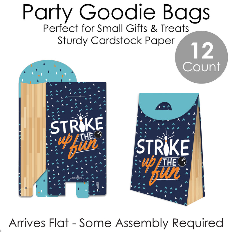 Strike Up the Fun - Bowling - Birthday or Baby Shower Gift Favor Bags - Party Goodie Boxes - Set of 12