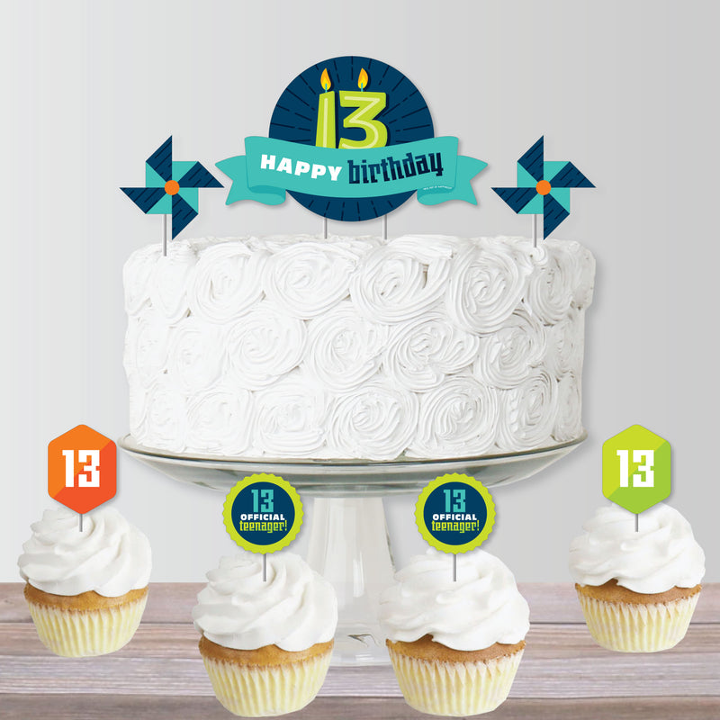 Boy 13th Birthday - Official Teenager Birthday Party Cake Decorating Kit - Happy Birthday Cake Topper Set - 11 Pieces