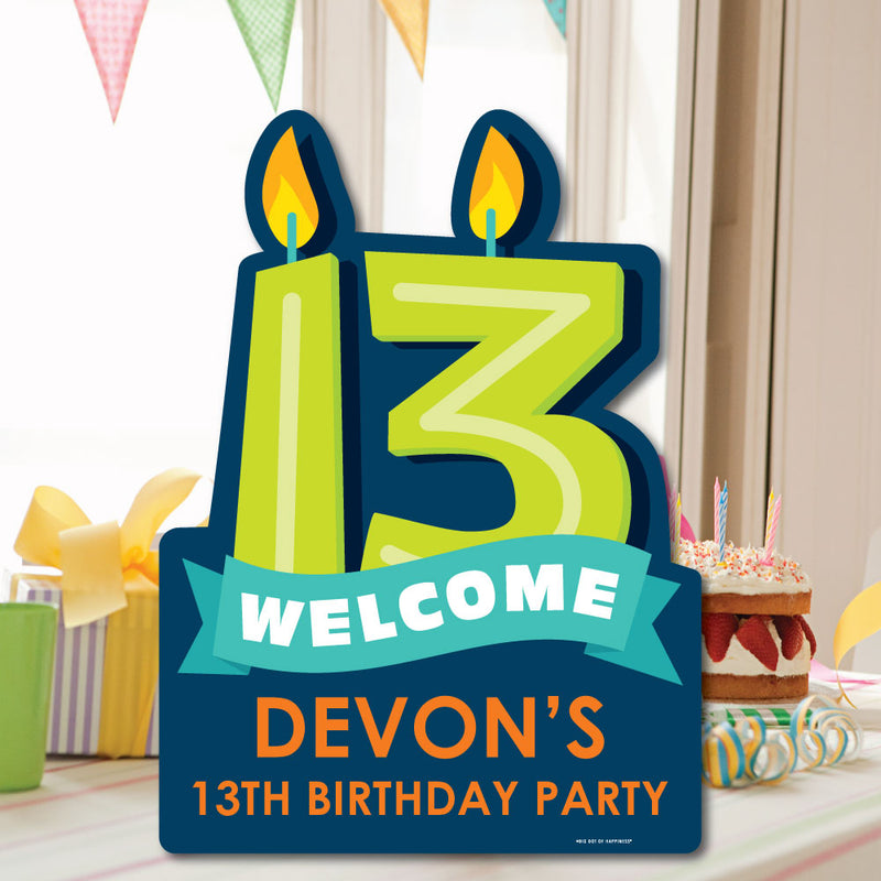 Boy 13th Birthday - Party Decorations - Official Teenager Birthday Party Personalized Welcome Yard Sign