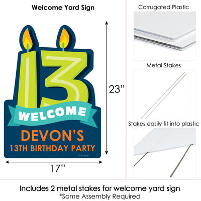 Boy 13th Birthday - Party Decorations - Official Teenager Birthday Party Personalized Welcome Yard Sign