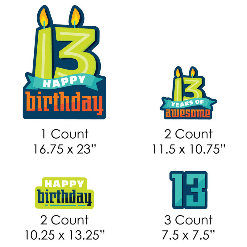 Boy 13th Birthday - Yard Sign and Outdoor Lawn Decorations - Official Teenager Birthday Party Yard Signs - Set of 8
