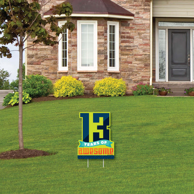 Boy 13th Birthday - Outdoor Lawn Sign - Official Teenager Birthday Party Yard Sign - 1 Piece