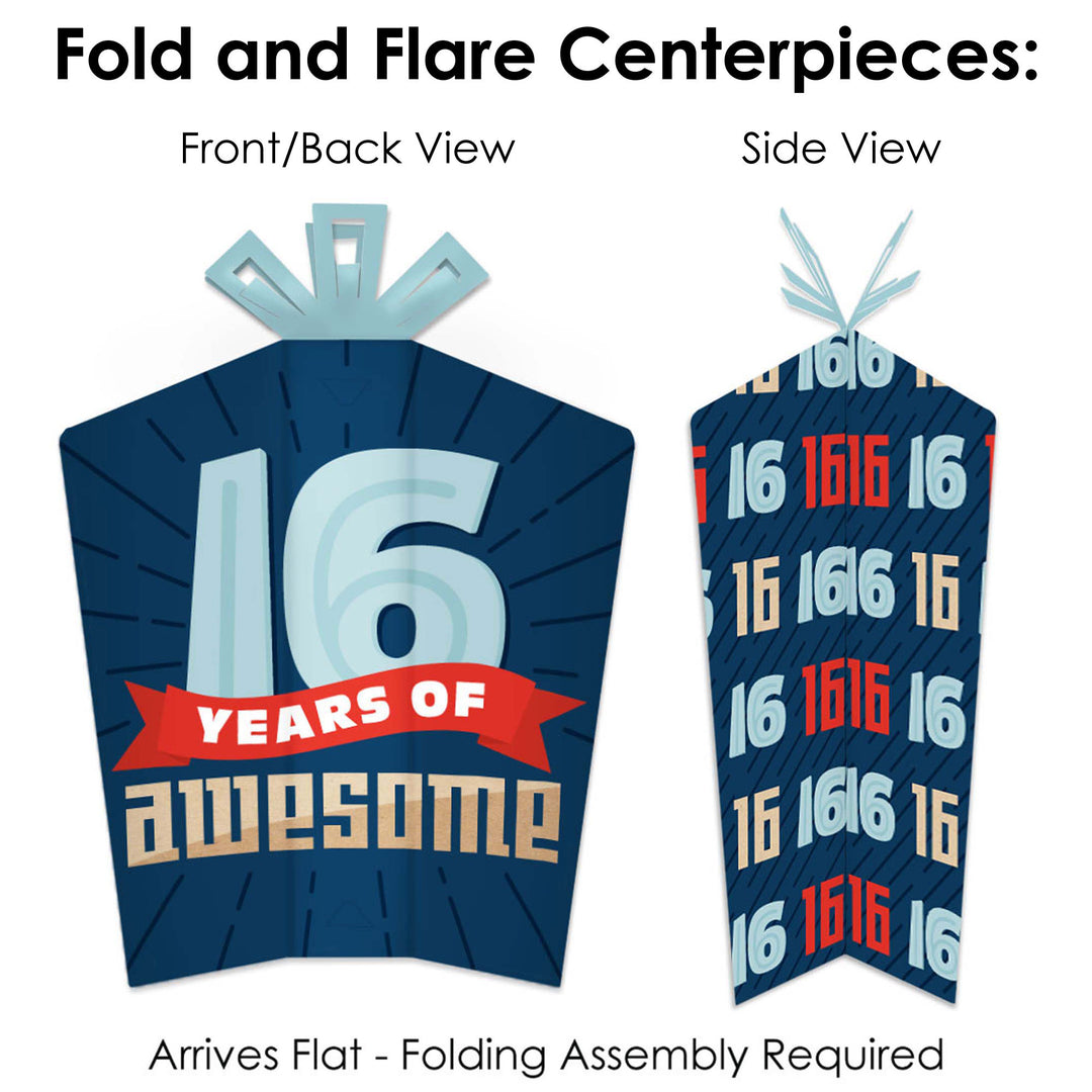Boy 16th Birthday - Sweet Sixteen Birthday Party Decor and Confetti - Terrific Table Centerpiece Kit - Set of 30