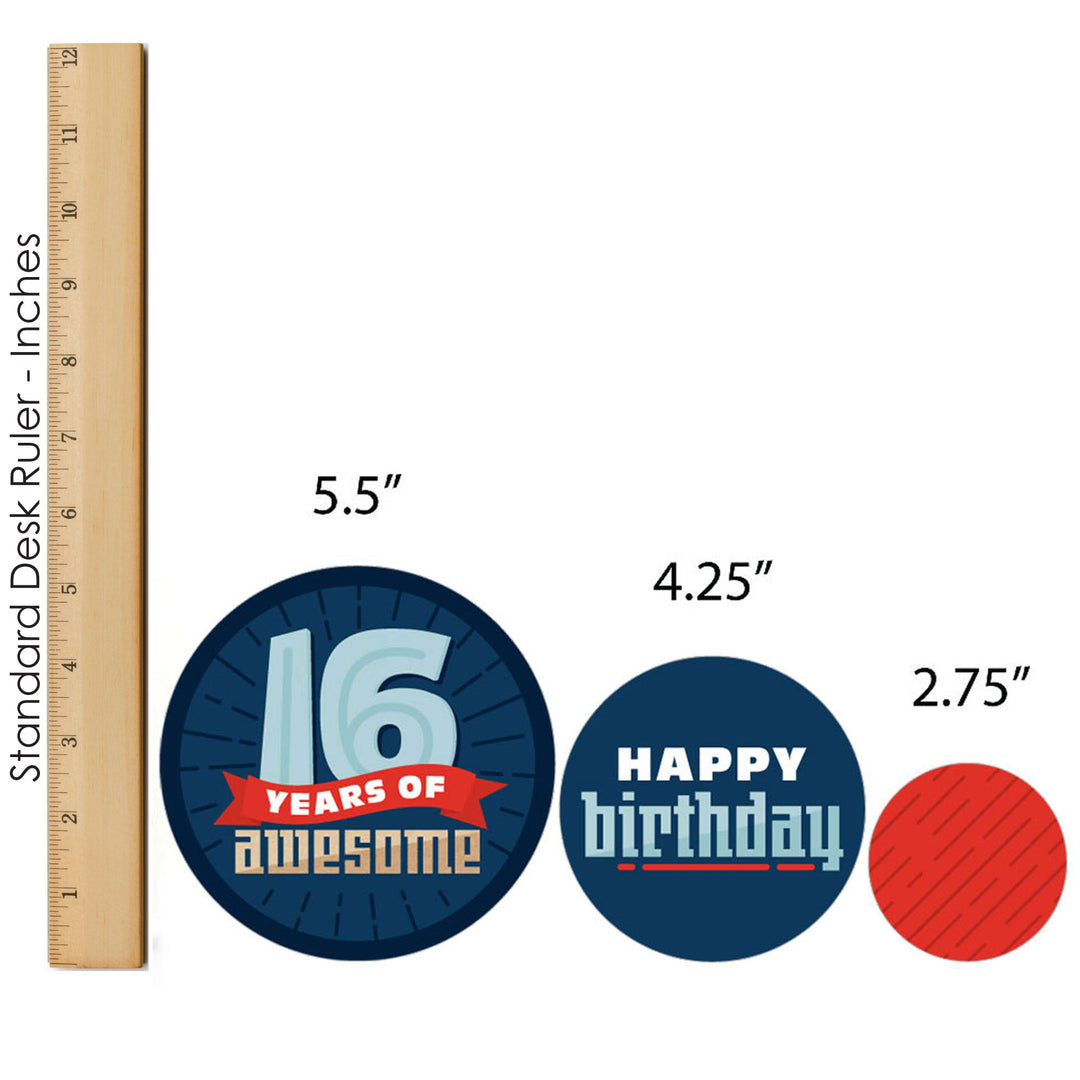 Boy 16th Birthday - Sweet Sixteen Birthday Party Decor and Confetti - Terrific Table Centerpiece Kit - Set of 30