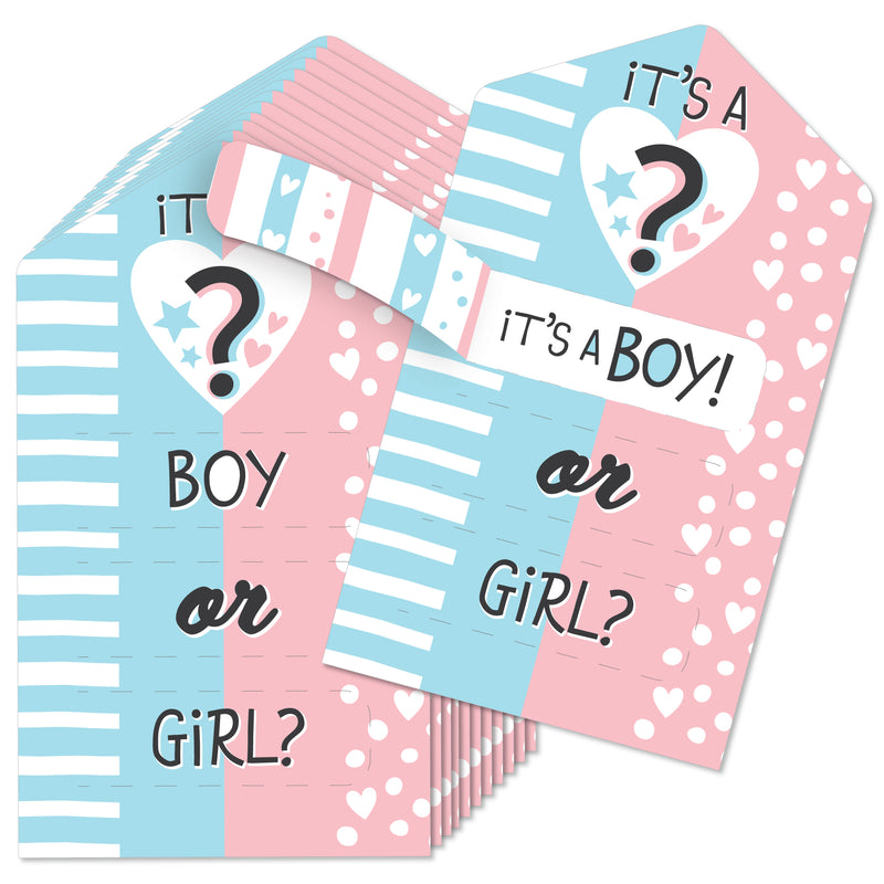 Boy Baby Gender Reveal - Party Game Pickle Cards - Team Boy or Girl Pull Tabs - Set of 12