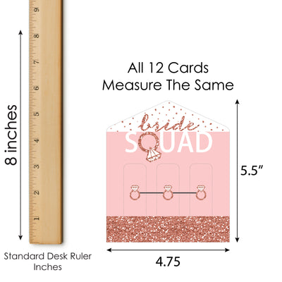 Bride Squad - Rose Gold Bridal Shower or Bachelorette Party Game Pickle Cards - Pull Tabs 3-in-a-Row - Set of 12