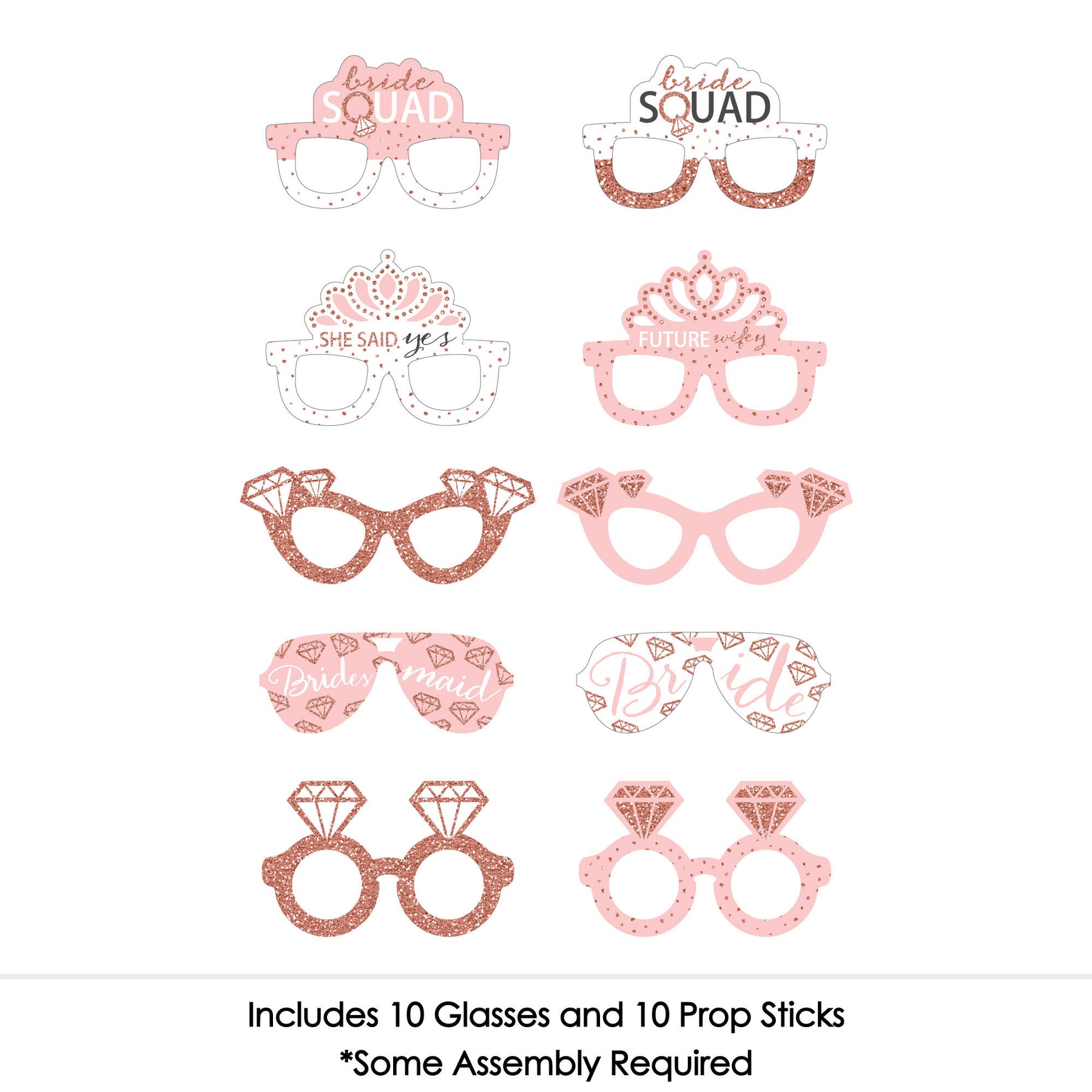 bride-squad-glasses-paper-card-stock-rose-gold-bridal-shower-or-bachelorette-party-photo-booth-props-kit-10-count-bigdotofhappiness-com-big-dot-of-happiness-llc for Bachelorette Photo Booth Props Printable Free Bride Squad Glasses - Paper Card Stock Rose Gold Bridal Shower or Bachelorette Party Photo Booth Props Kit - 10 Count | BigDotOfHappiness.com – Big Dot of Happiness LLC for Bachelorette Photo Booth Props Printable Free