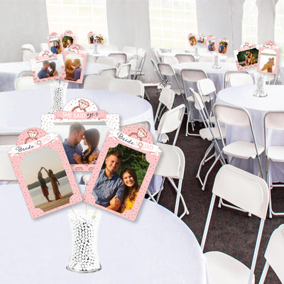 Bride Squad - Rose Gold Bridal Shower or Bachelorette Party Picture Centerpiece Sticks - Photo Table Toppers - 15 Pieces