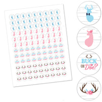 Buck or Doe - Hunting Gender Reveal Party Round Candy Sticker Favors - Labels Fit Chocolate Candy (1 sheet of 108)