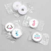 Buck or Doe - Hunting Gender Reveal Party Round Candy Sticker Favors - Labels Fit Chocolate Candy (1 sheet of 108)