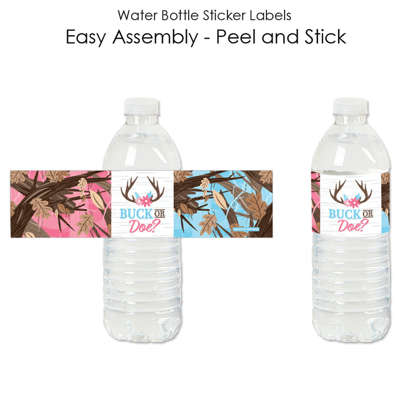 Buck or Doe - Hunting Gender Reveal Party Water Bottle Sticker Labels - Set of 20
