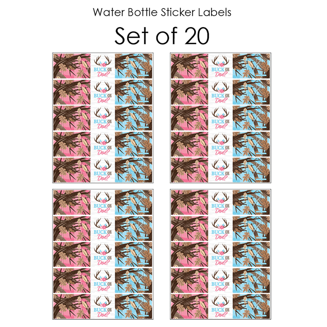 Buck or Doe - Hunting Gender Reveal Party Water Bottle Sticker Labels - Set of 20