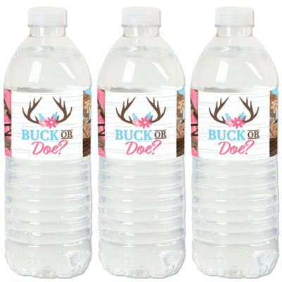 Buck or Doe - Hunting Gender Reveal Party Water Bottle Sticker Labels - Set of 20