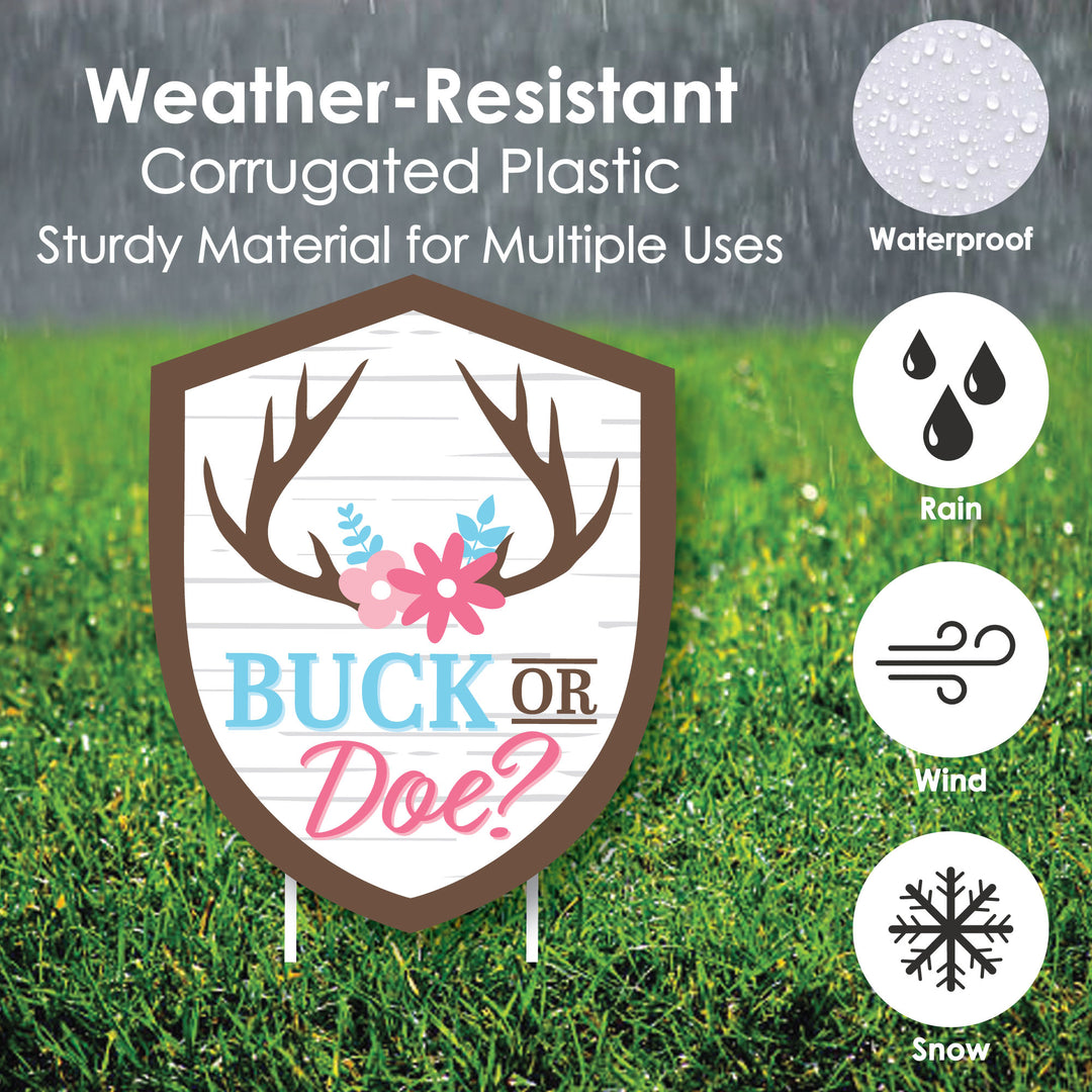 Buck or Doe - Yard Sign and Outdoor Lawn Decorations - Hunting Gender Reveal Party Yard Signs - Set of 8