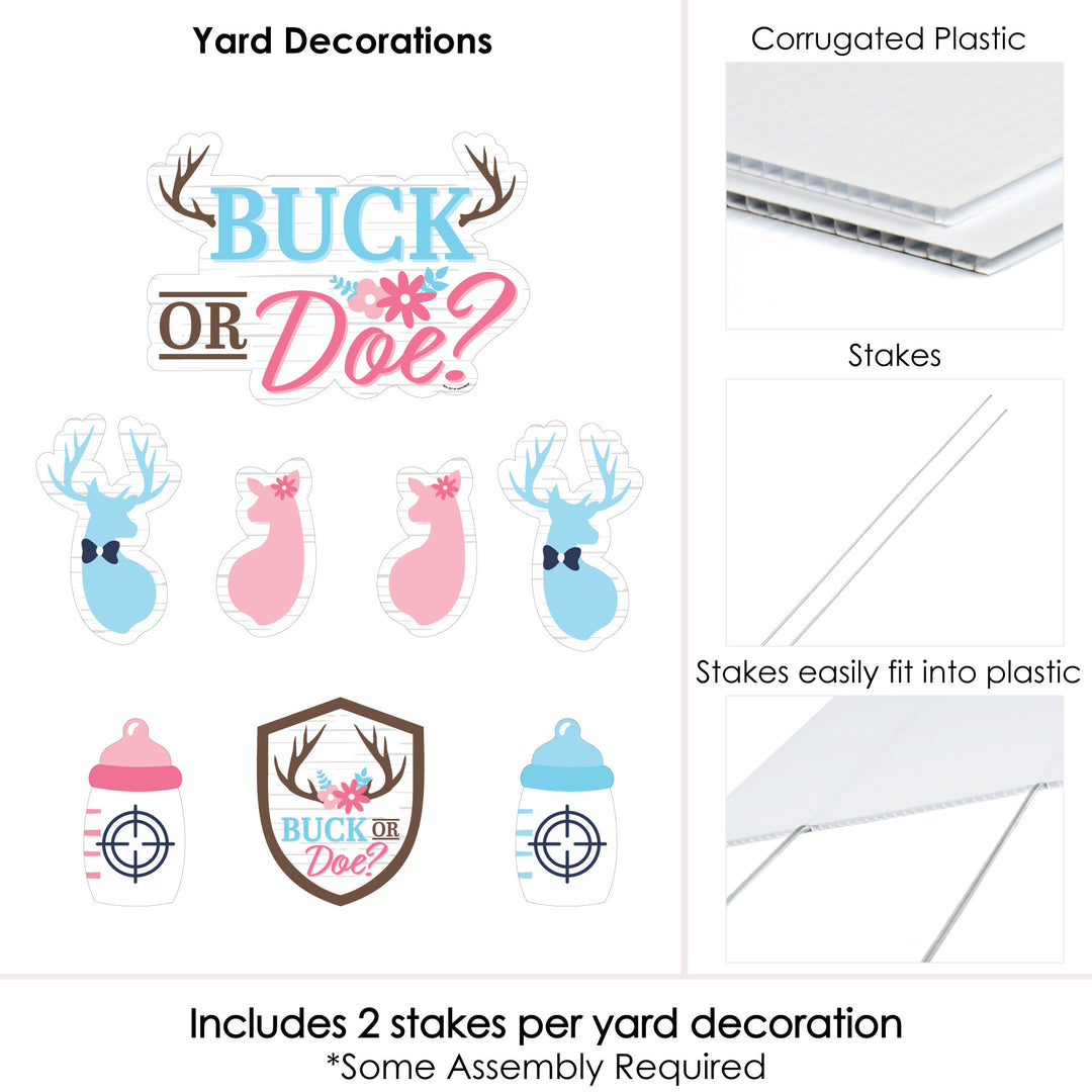 Buck or Doe - Yard Sign and Outdoor Lawn Decorations - Hunting Gender Reveal Party Yard Signs - Set of 8