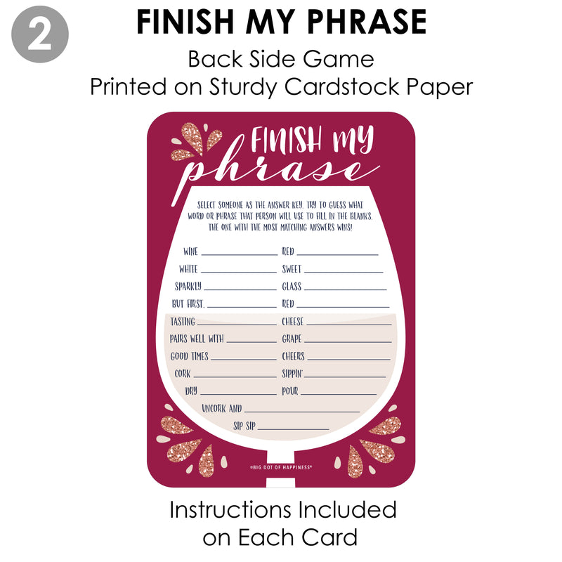 But First, Wine - 2-in-1 Wine Tasting Party Cards - Activity Duo Games - Set of 20
