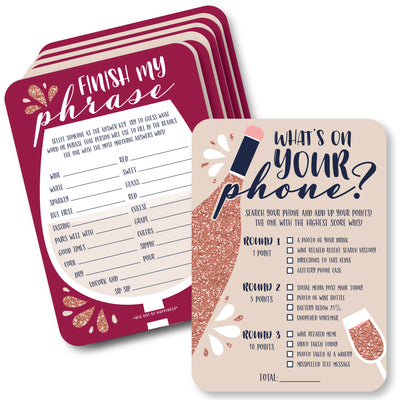 But First, Wine - 2-in-1 Wine Tasting Party Cards - Activity Duo Games - Set of 20