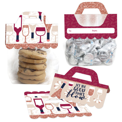 But First, Wine - DIY Wine Tasting Party Clear Goodie Favor Bag Labels - Candy Bags with Toppers - Set of 24