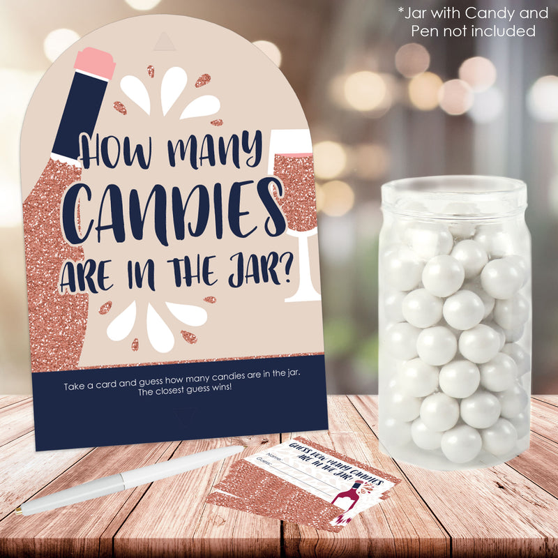 But First, Wine - How Many Candies Wine Tasting Party Game - 1 Stand and 40 Cards - Candy Guessing Game