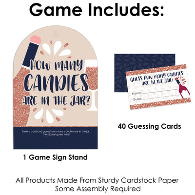But First, Wine - How Many Candies Wine Tasting Party Game - 1 Stand and 40 Cards - Candy Guessing Game