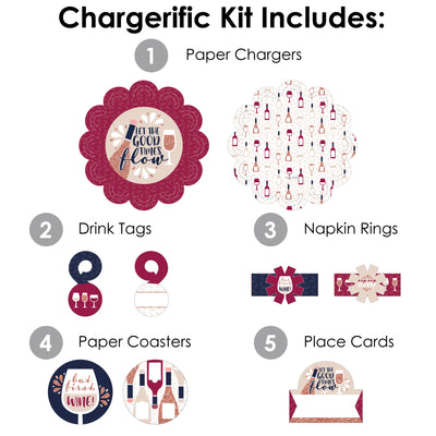 But First, Wine - Wine Tasting Party Paper Charger and Table Decorations - Chargerific Kit - Place Setting for 8