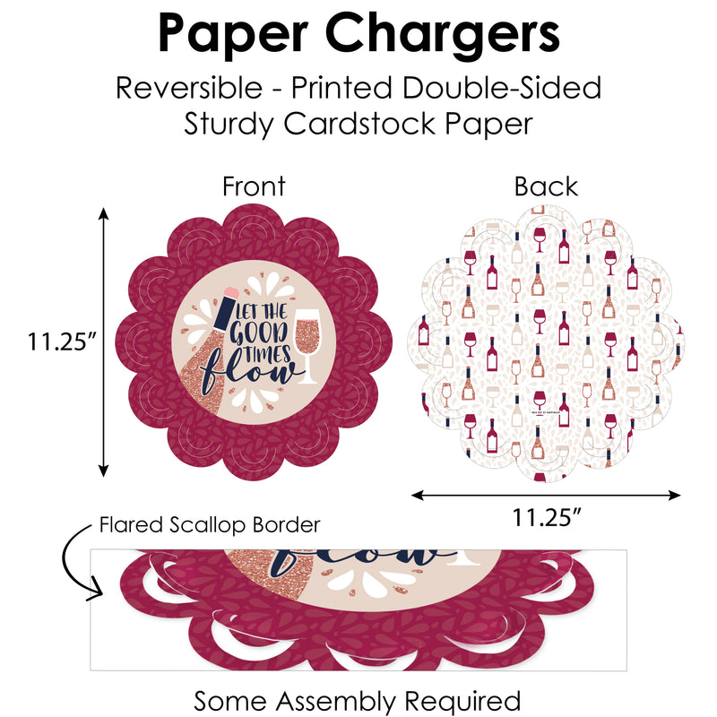 But First, Wine - Wine Tasting Party Paper Charger and Table Decorations - Chargerific Kit - Place Setting for 8