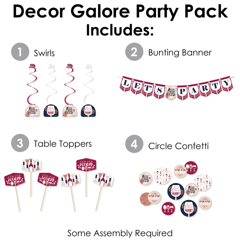 But First, Wine - Wine Tasting Party Supplies Decoration Kit - Decor Galore Party Pack - 51 Pieces