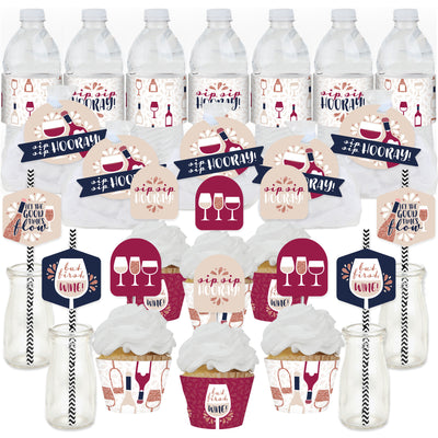 But First, Wine - Wine Tasting Party Favors and Cupcake Kit - Fabulous Favor Party Pack - 100 Pieces
