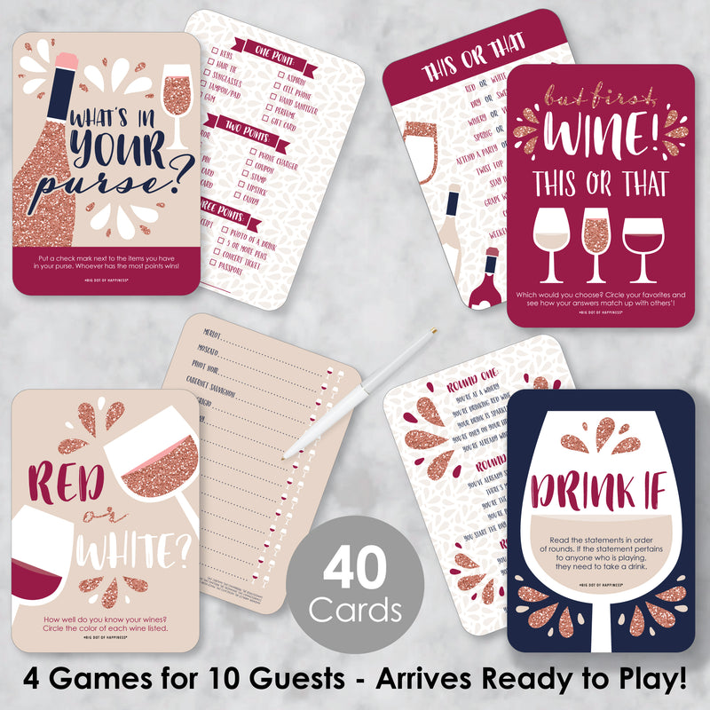 But First, Wine - 4 Wine Tasting Party Games - 10 Cards Each - Gamerific Bundle