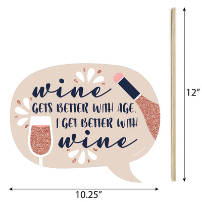 Funny But First, Wine - 10 Piece Wine Tasting Party Photo Booth Props Kit