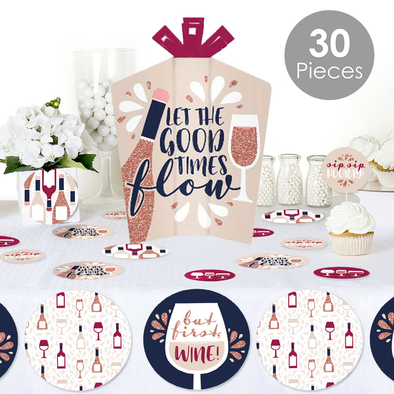 But First, Wine - Wine Tasting Party Decor and Confetti - Terrific Table Centerpiece Kit - Set of 30