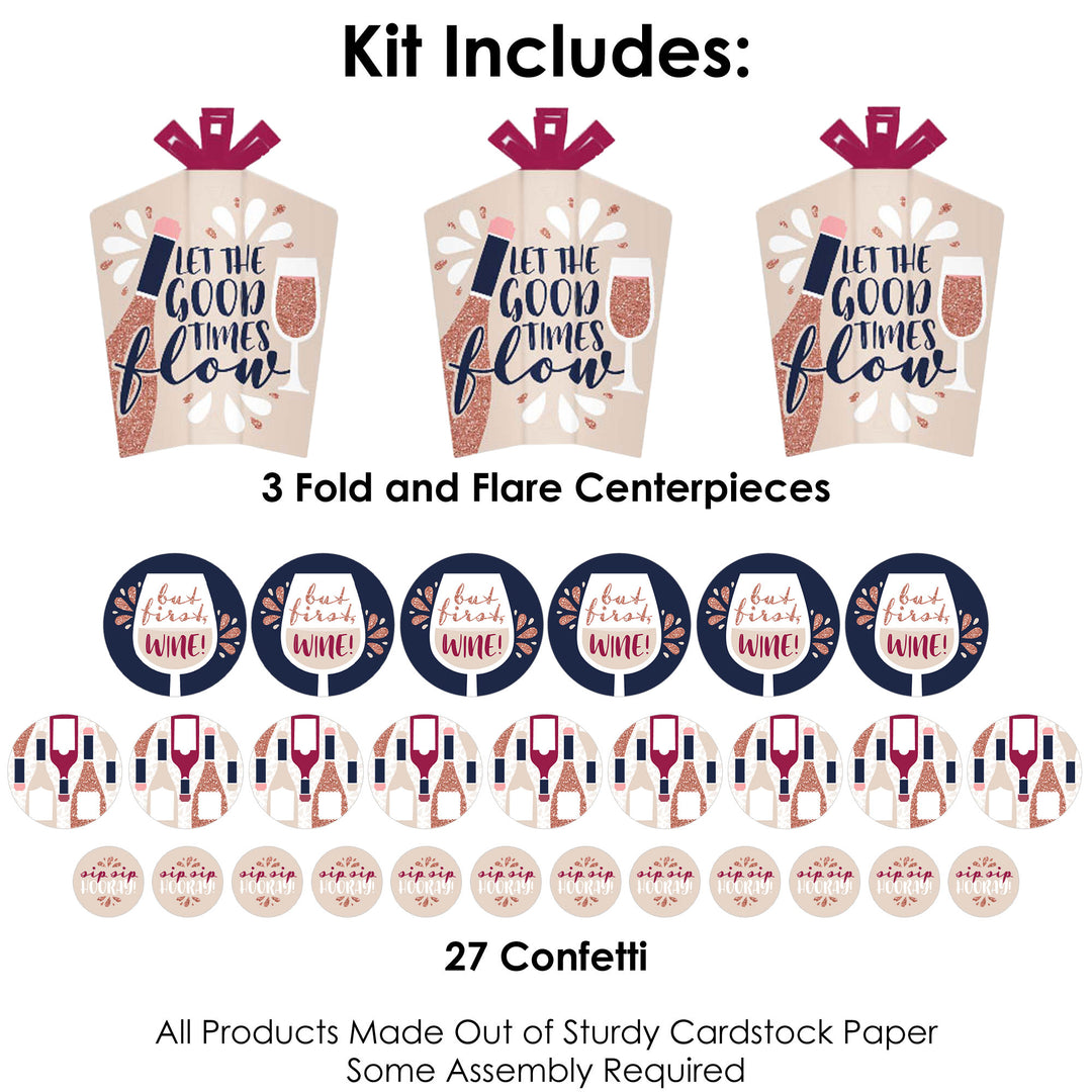 But First, Wine - Wine Tasting Party Decor and Confetti - Terrific Table Centerpiece Kit - Set of 30