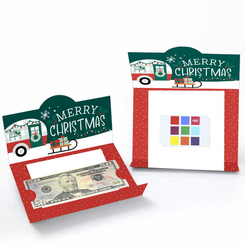 Camper Christmas - Red and Green Holiday Party Money And Gift Card Holders - Set of 8