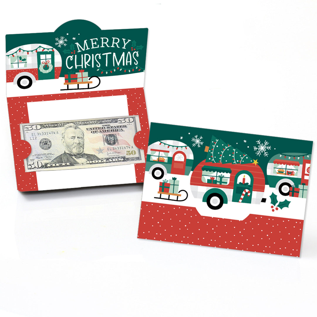 Camper Christmas - Red and Green Holiday Party Money And Gift Card Holders - Set of 8