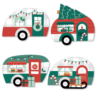 Camper Christmas - DIY Shaped Red and Green Holiday Party Cut-Outs - 24 Count
