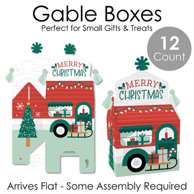 Camper Christmas - Treat Box Party Favors - Red and Green Holiday Party Goodie Gable Boxes - Set of 12