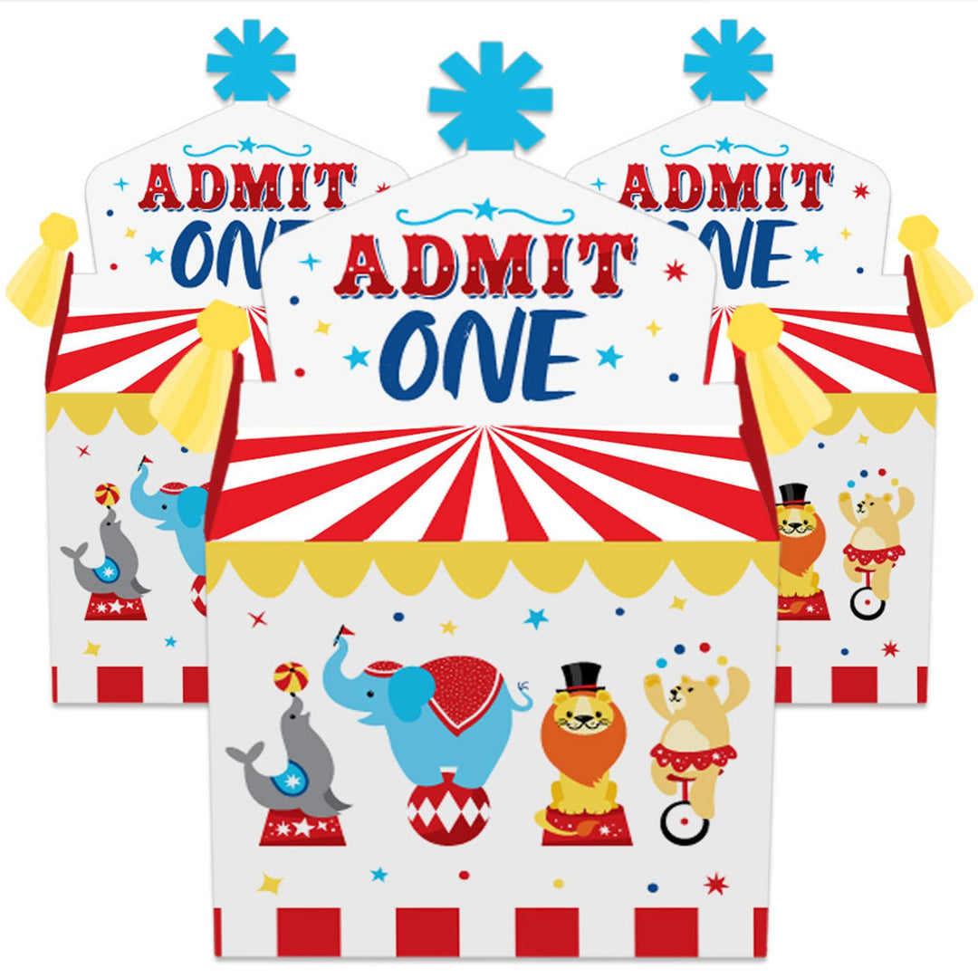 Carnival - Step Right Up Circus - Treat Box Party Favors - Carnival Themed Party Goodie Gable Boxes - Set of 12