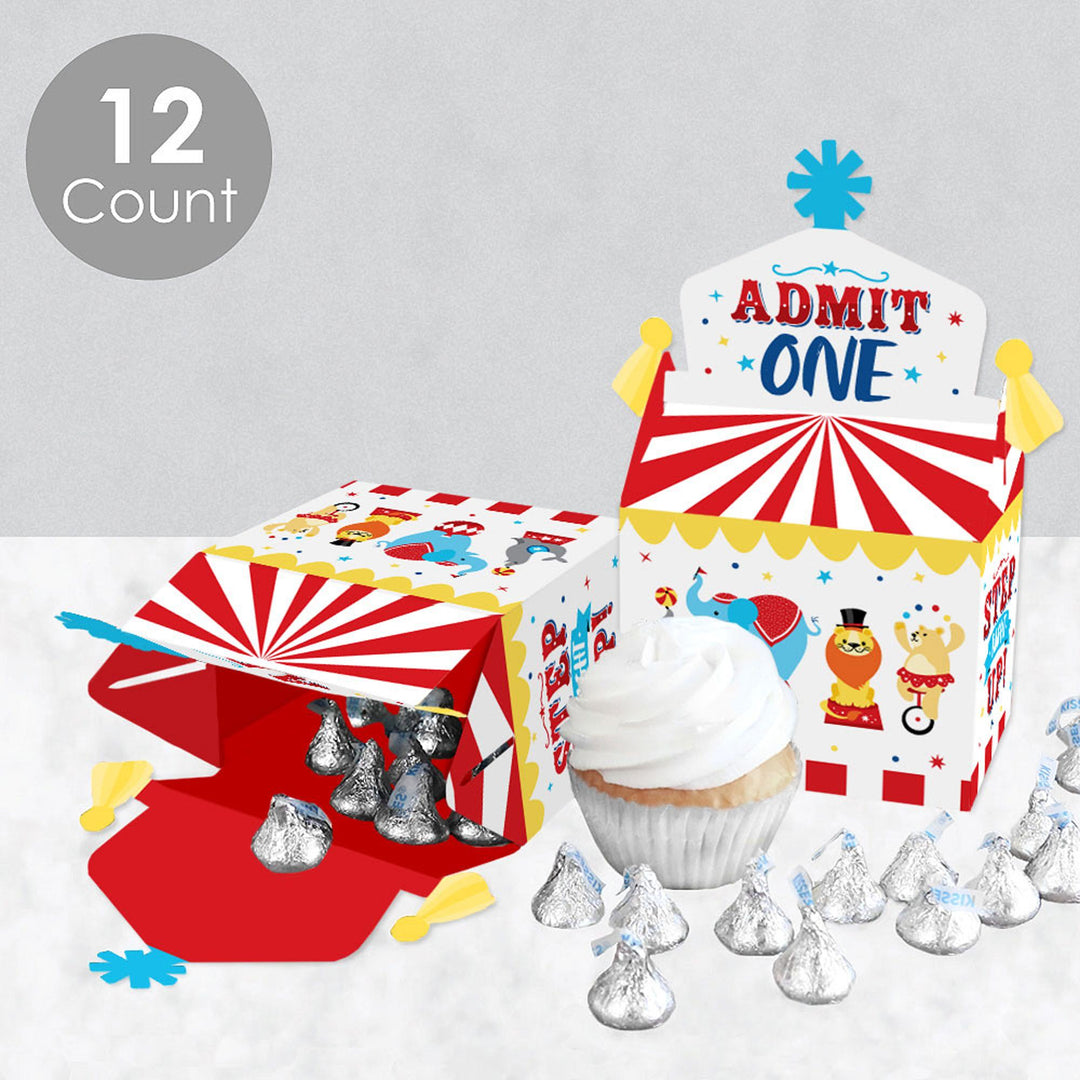 Carnival - Step Right Up Circus - Treat Box Party Favors - Carnival Themed Party Goodie Gable Boxes - Set of 12
