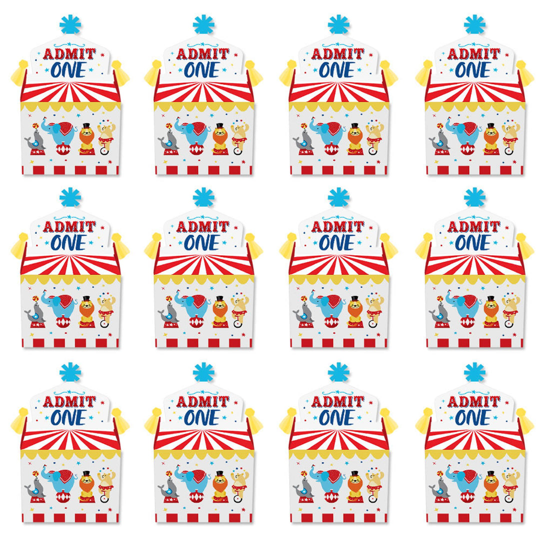 Carnival - Step Right Up Circus - Treat Box Party Favors - Carnival Themed Party Goodie Gable Boxes - Set of 12