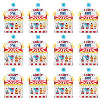 Carnival - Step Right Up Circus - Treat Box Party Favors - Carnival Themed Party Goodie Gable Boxes - Set of 12