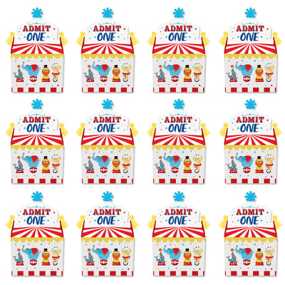 Carnival - Step Right Up Circus - Treat Box Party Favors - Carnival Themed Party Goodie Gable Boxes - Set of 12