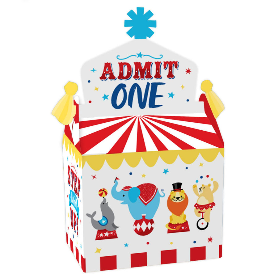 Carnival - Step Right Up Circus - Treat Box Party Favors - Carnival Themed Party Goodie Gable Boxes - Set of 12