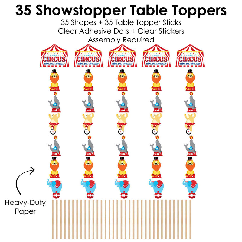 Carnival - Step Right Up Circus - Carnival Themed Party Centerpiece Sticks - Showstopper Table Toppers - 35 Pieces